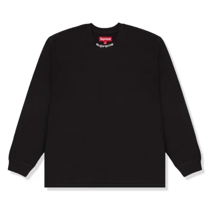 Preloved - Supreme Embroidered Collar L/S Black Top