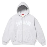 Supreme Arc Thermal Lined Ash Grey Zip-Up Hoodie