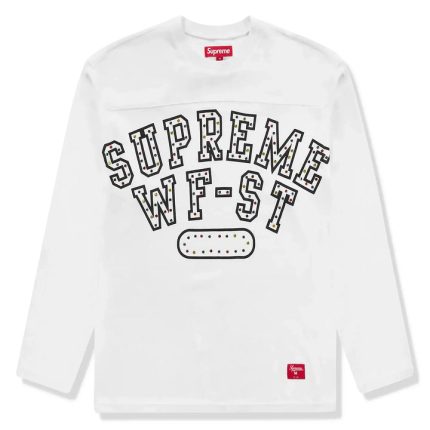 Preloved - Supreme Athletic Studded L/S White T-Shirt