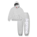 Supreme Satin Applique Heather Grey Hoodie & Sweatpants (SS26)
