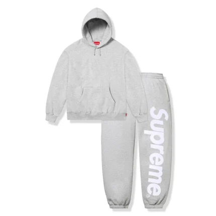 Supreme Satin Applique Heather Grey Hoodie & Sweatpants (SS26)
