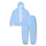 Supreme Satin Applique Light Blue Hoodie & Sweatpants (FW24)