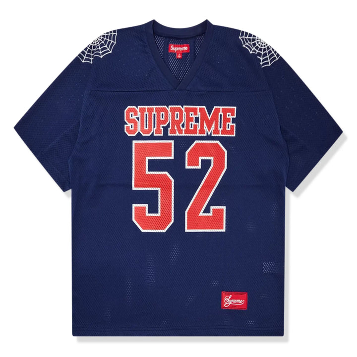 supreme-spiderweb-navy-blue-football-jersey-ss24kn63-navy-front Supreme Spiderweb Navy Blue Football Jersey