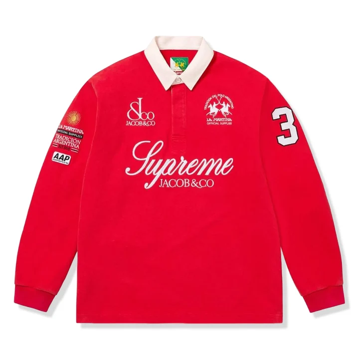 supreme-x-jacob-_-co.-la-martina-rugby-red-polo-shirt-front Supreme x Jacob & Co. La Martina Rugby Red Polo Shirt