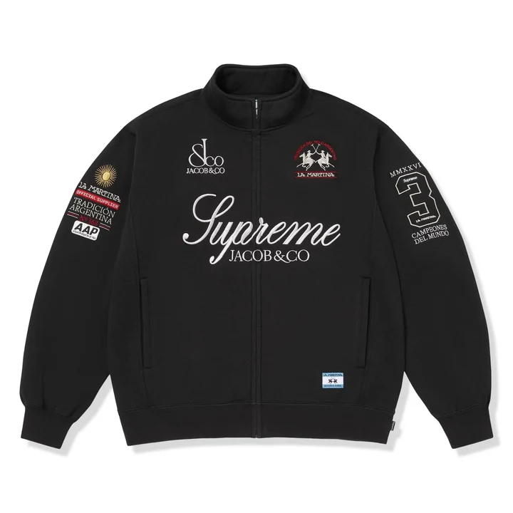 supreme-x-la-martina-x-jacob-_-co.--black-zip-up-sweatshirt-ss26sw49-black-front Supreme x La Martina x Jacob & Co. Black Zip-Up Sweatshirt
