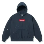 Supreme x MM6 Maison Margiela Box Logo Navy Zip-Up Hoodie