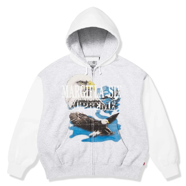 supreme-x-mm6-maison-margiela-eagle-ash-grey-zip-up-hoodie-ss26sw6-ash-grey-front Supreme x MM6 Maison Margiela Eagle Ash Grey Zip-Up Hoodie