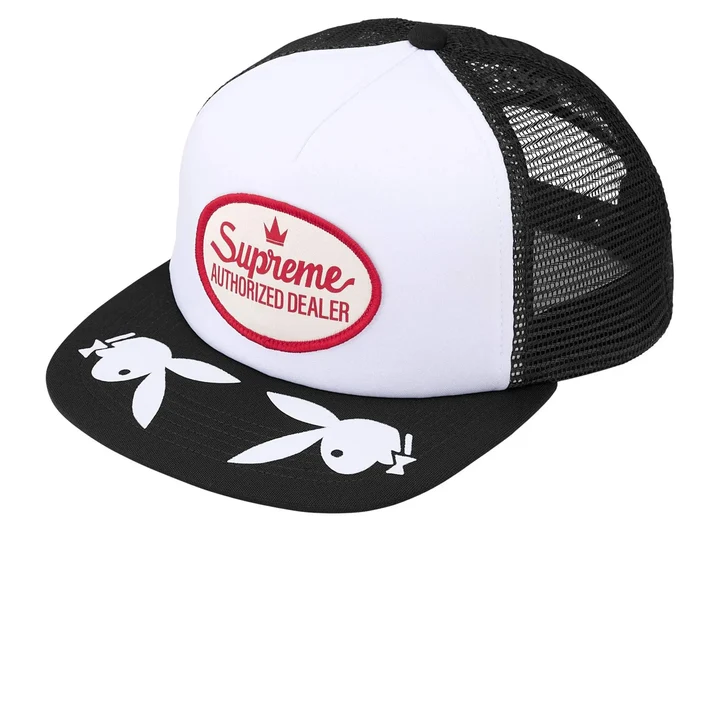 supreme-x-playboy-mesh-back-5-panel-black-white-_ss26_-front Supreme x Playboy Mesh Back 5 Panel Black White (SS26)